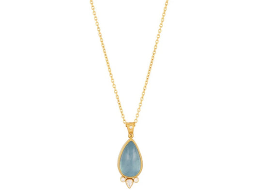 Gurhan Rune Aquamarine and Diamond Pendant