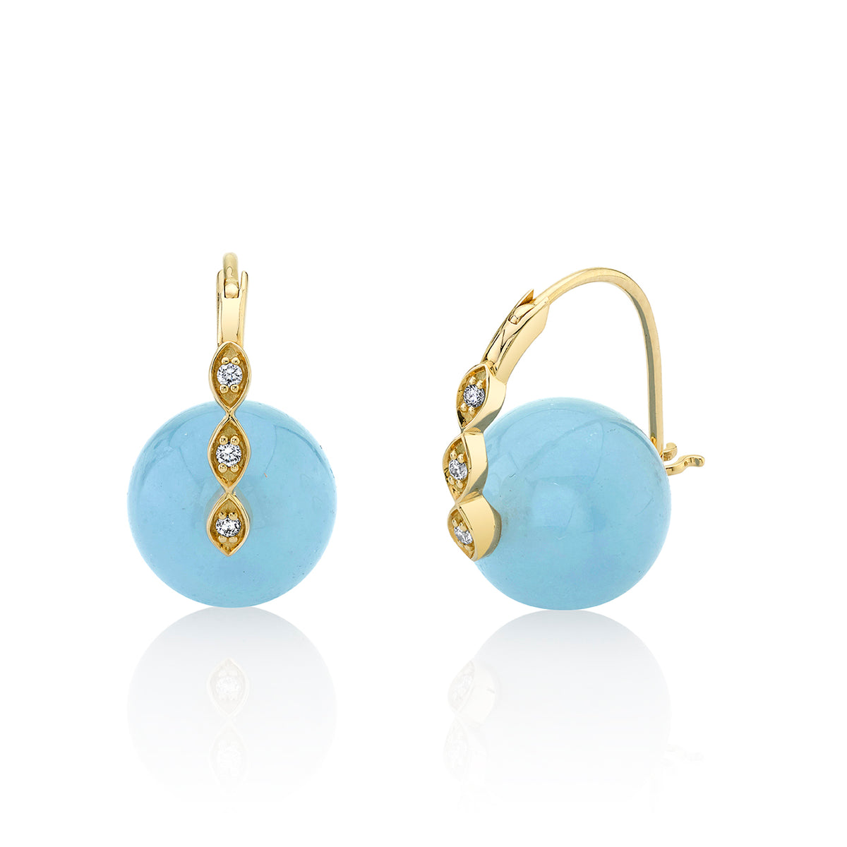 Sydney Evan Aquamarine and Diamond Evil Eye Earrings