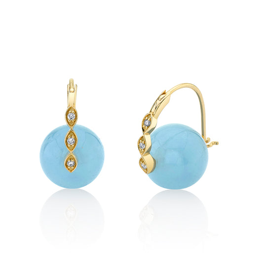 Sydney Evan Aquamarine and Diamond Evil Eye Earrings