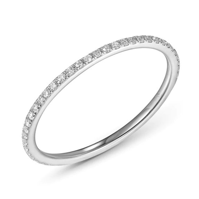 14K white gold  eternity band, set with (48) round diamonds totaling .