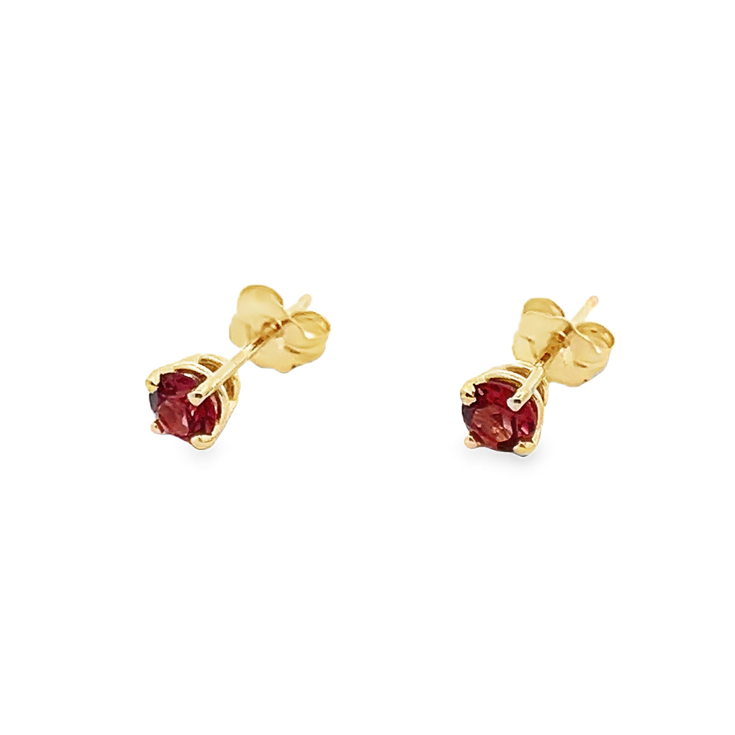 Yellow Gold Garnet Stud Earrings