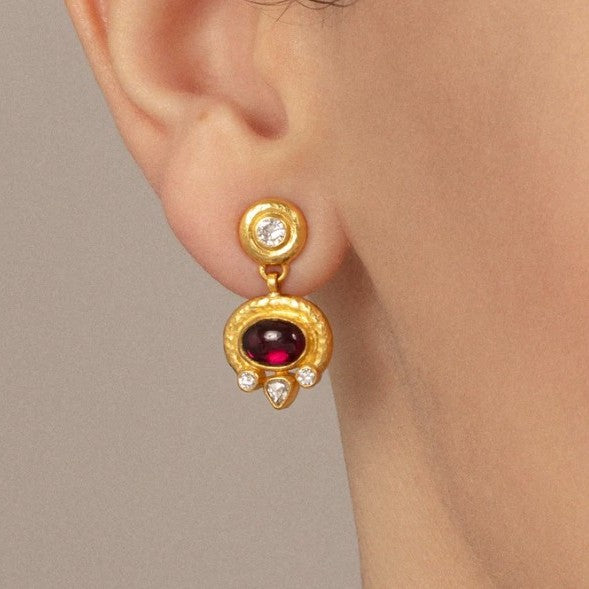 Gurhan Muse Gold Drop Garnet & Diamond Earrings