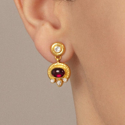 Gurhan Muse Gold Drop Garnet & Diamond Earrings