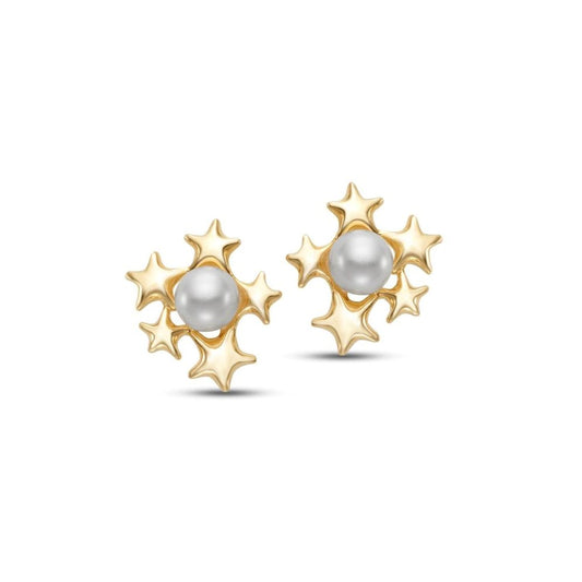 Yellow Gold Freshwater Pearl Stud Earrings