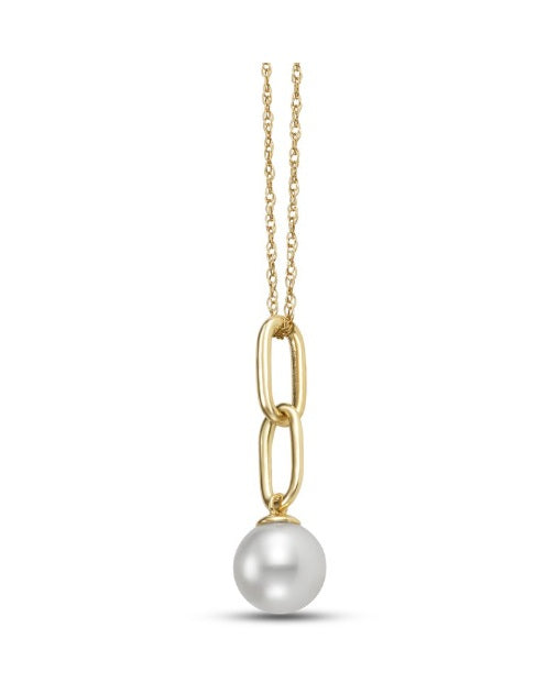 Yellow Gold Freshwater Pearl Drop Pendant