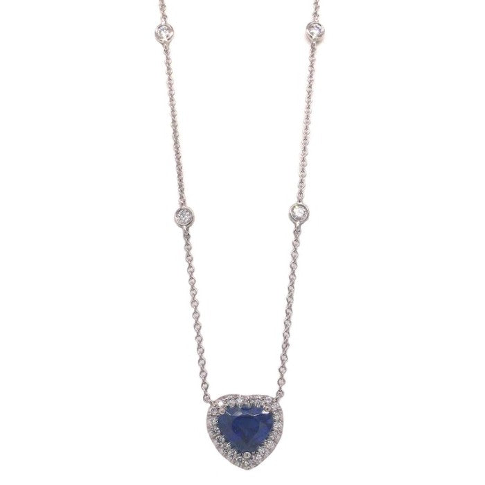 Suna Blue Sapphire and Diamond Heart Pendant