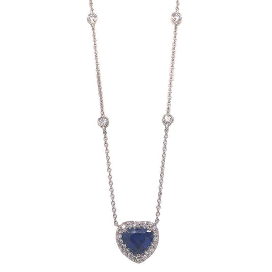 Suna Blue Sapphire and Diamond Heart Pendant
