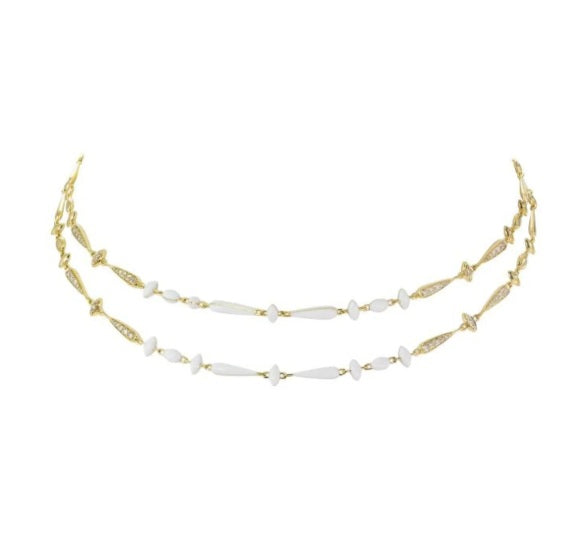 Etho Maria Brown Diamond and White Enamel Necklace