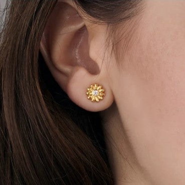 Gurhan Spell Flower Stud Earrings with Brilliant Cut Diamonds