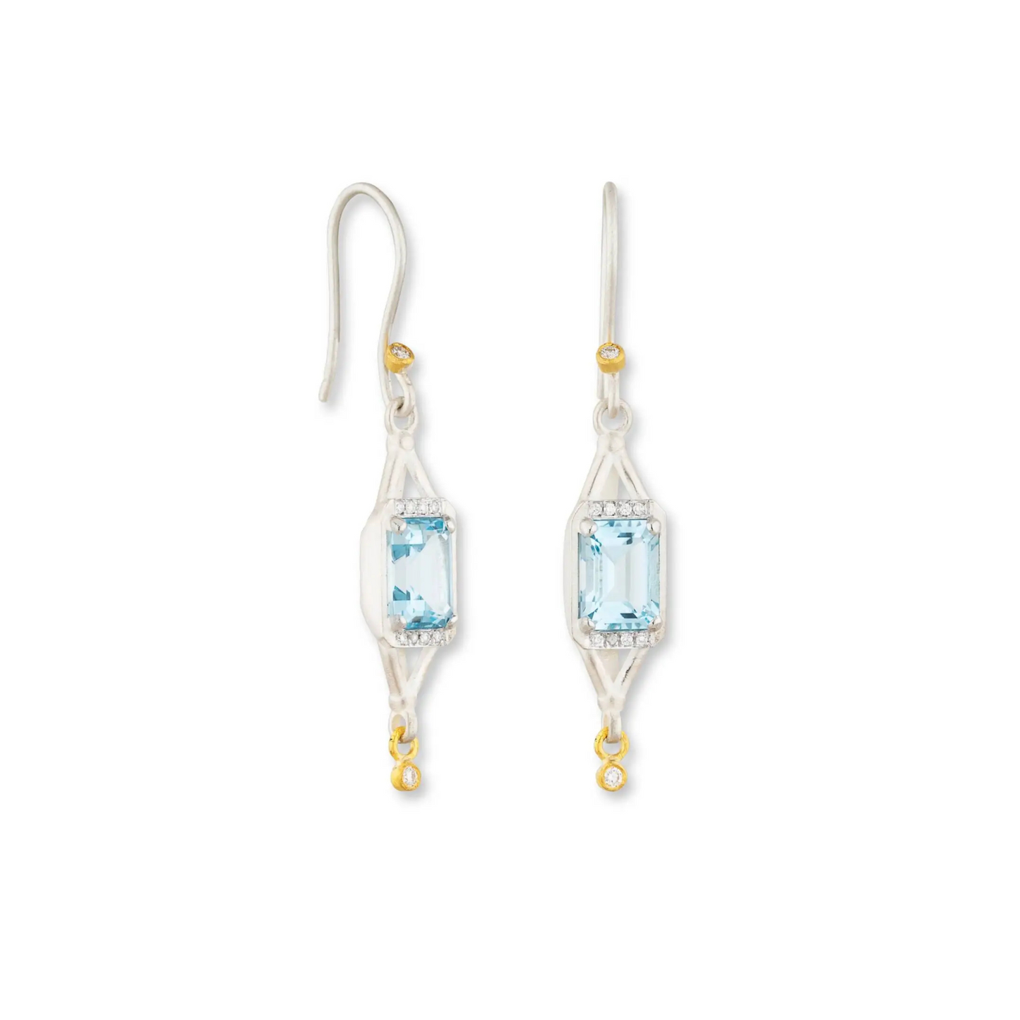 Lika Behar Lantern Blue Topaz and Diamond Earrings