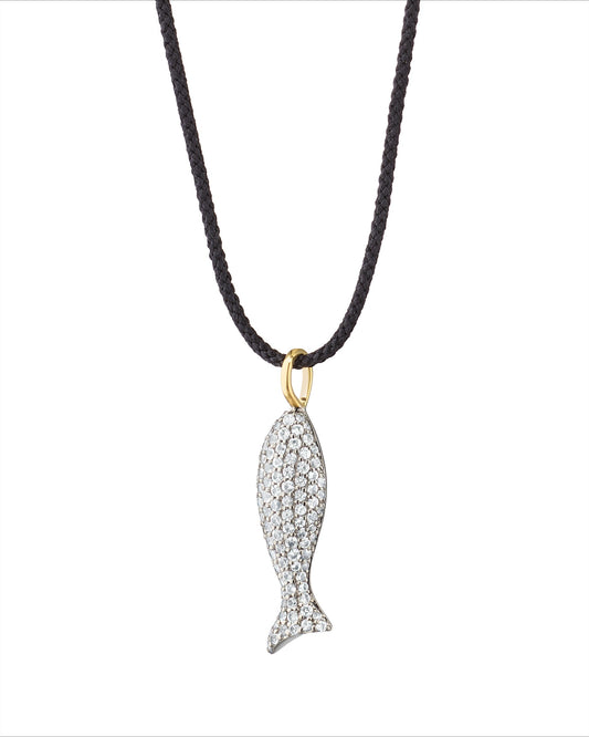 Monica Rich Kosann White Sapphire Fish Pendant