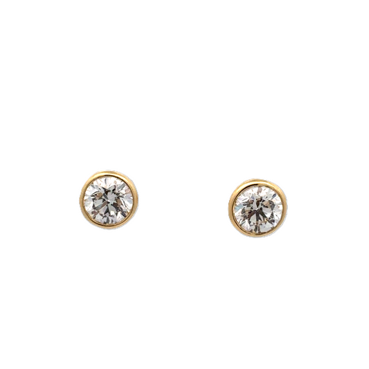 Round Diamond Bezel Stud Earrings