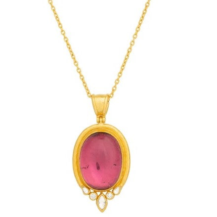 Gurhan Muse Oval Pink Tourmaline & Diamond Pendant