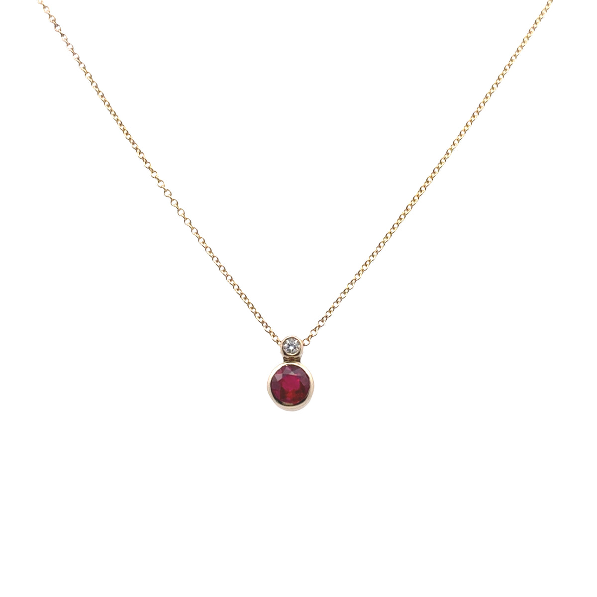 Yellow Gold Ruby and Diamond Pendant