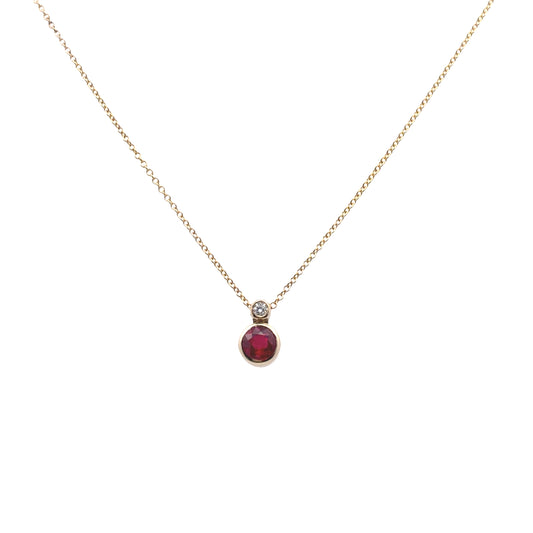 Yellow Gold Ruby and Diamond Pendant