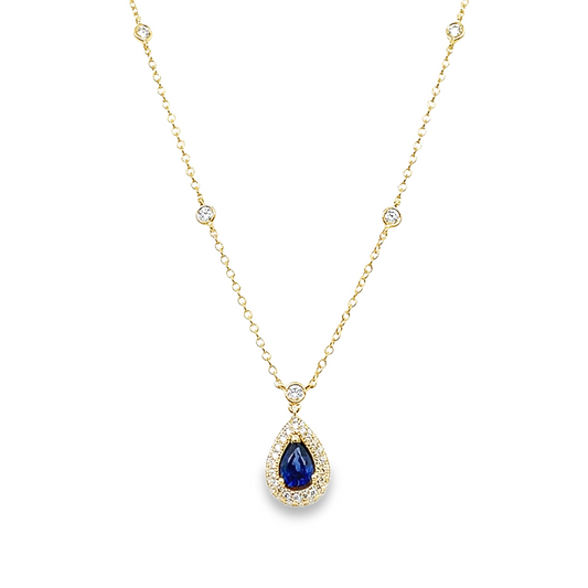 Suna Blue Sapphire and Diamond Pendant