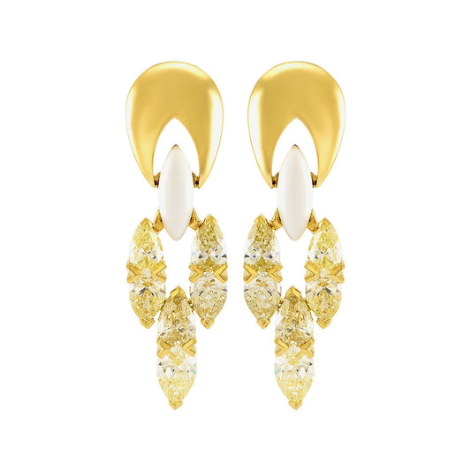Etho Maria Diamond and White Ceramic Earrings