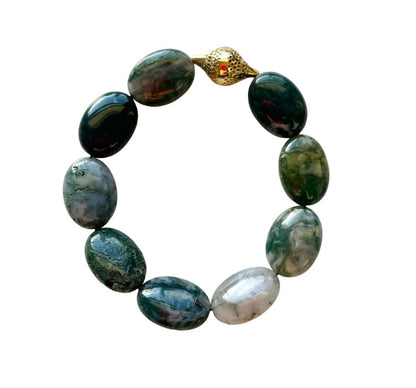 Ray Griffiths Natural Moss Agate Stretch Bracelet