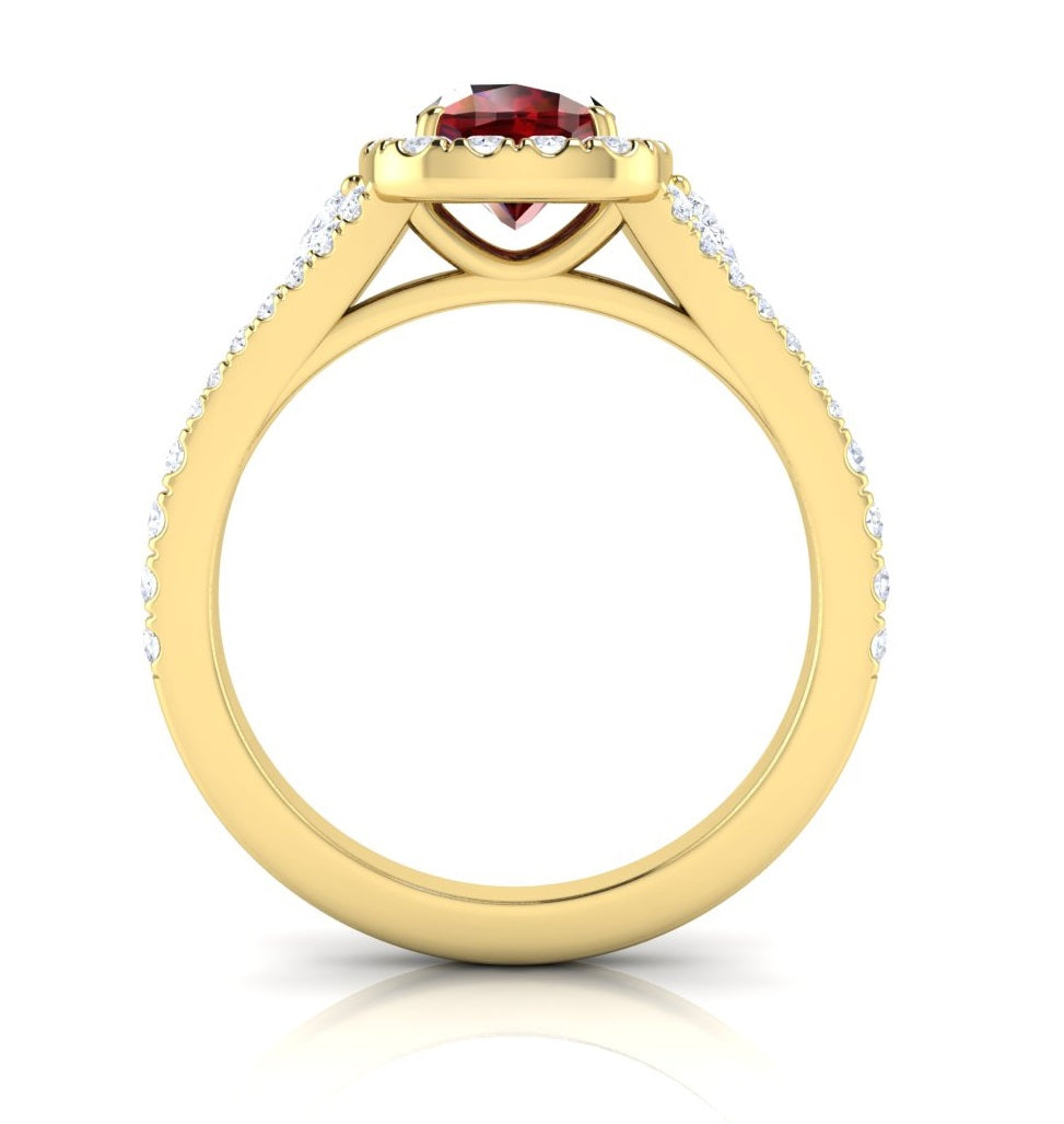 Ruby & Diamond Halo Ring