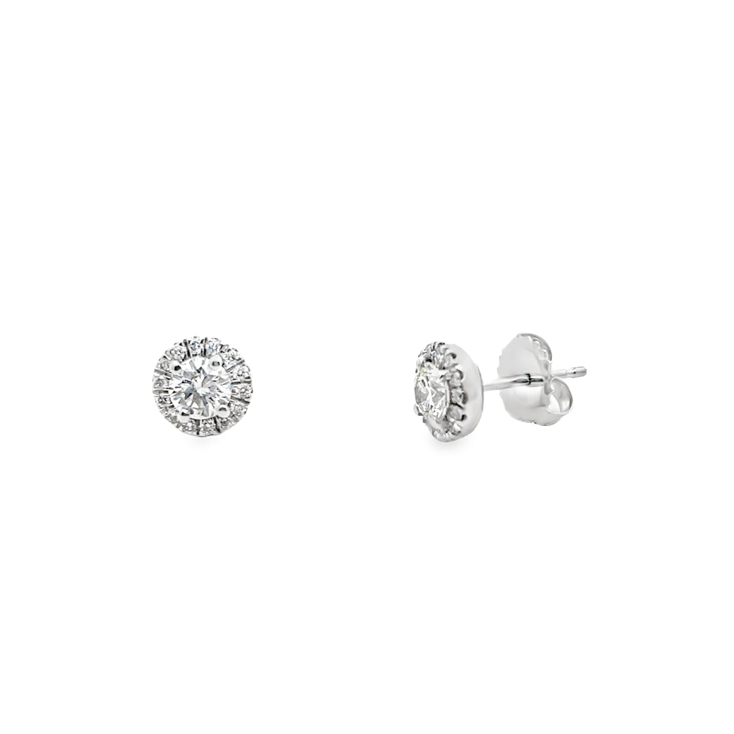 Round Diamond Halo Stud Earrings