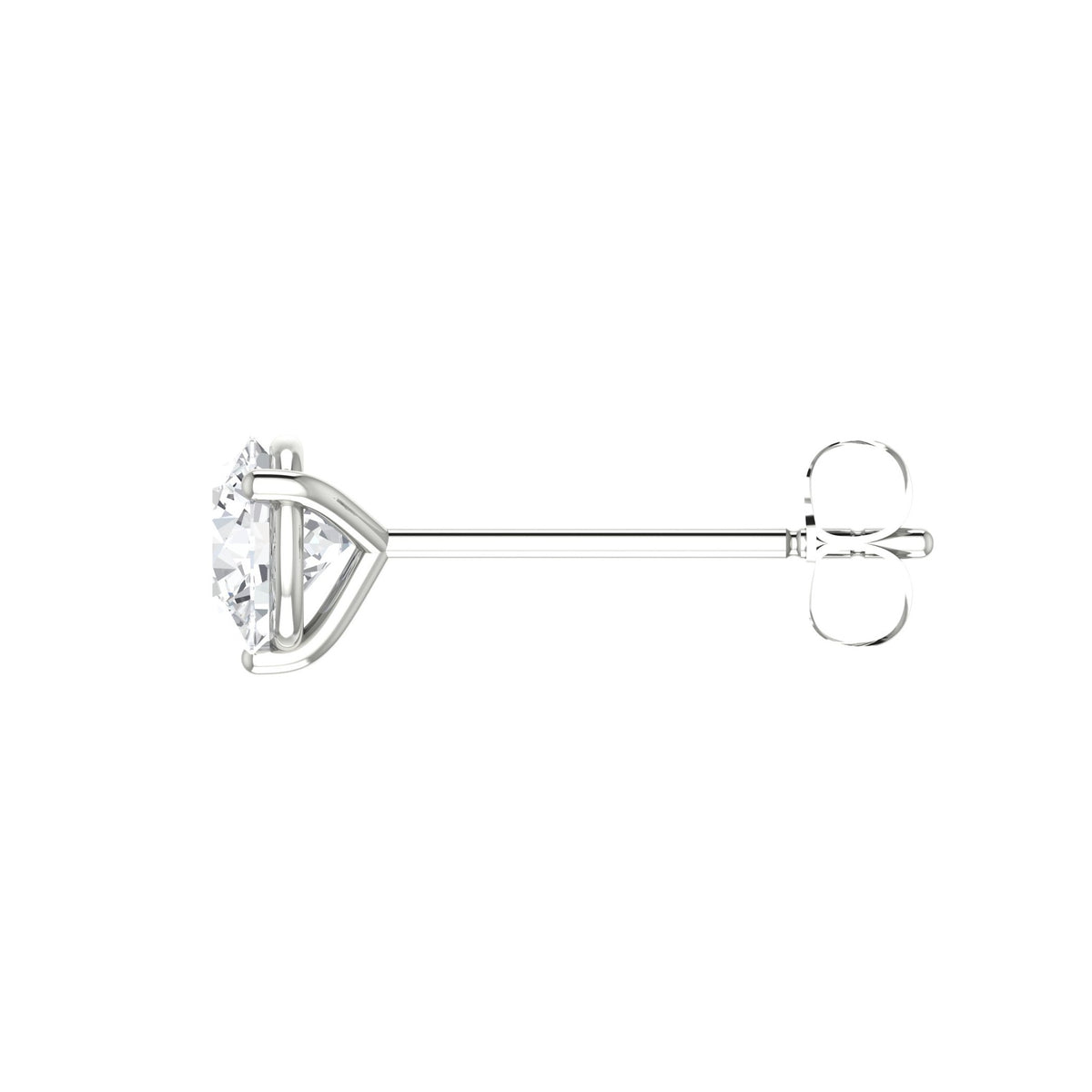 *14K white gold diamond stud earring totaling 1.0cts. Color: G; Clarit