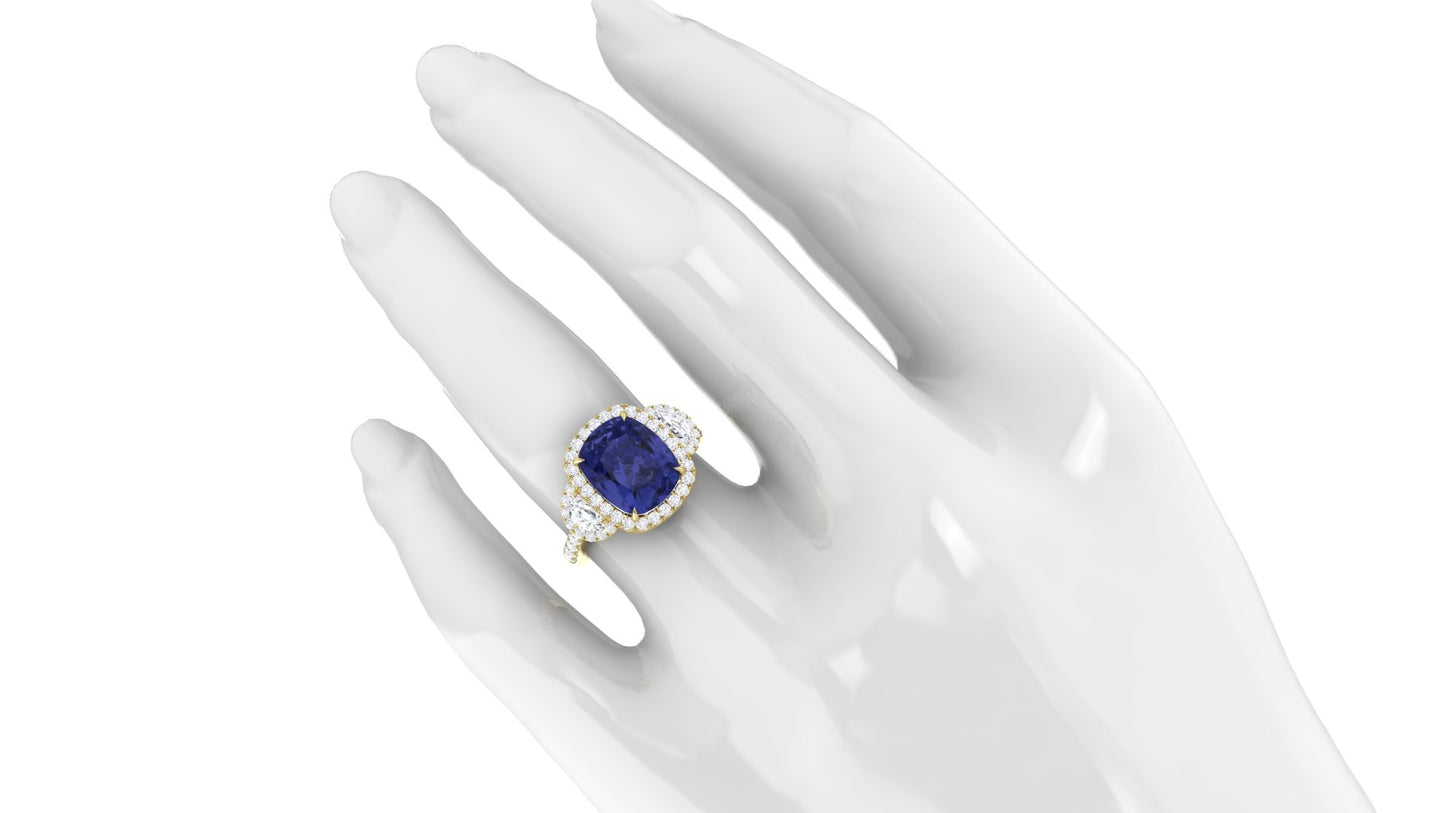 Tanzanite & Diamond Halo Ring