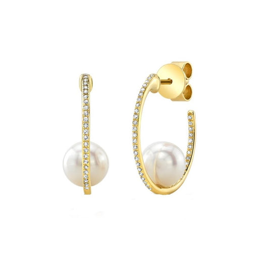 Pearl & Diamond Hoop Earrings