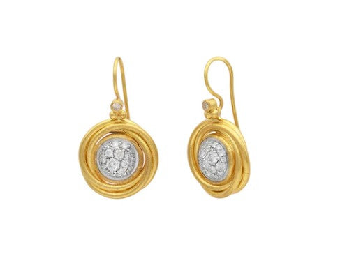 Gurhan Celestial Pavé Diamond Twisted Frame Drop Earrings