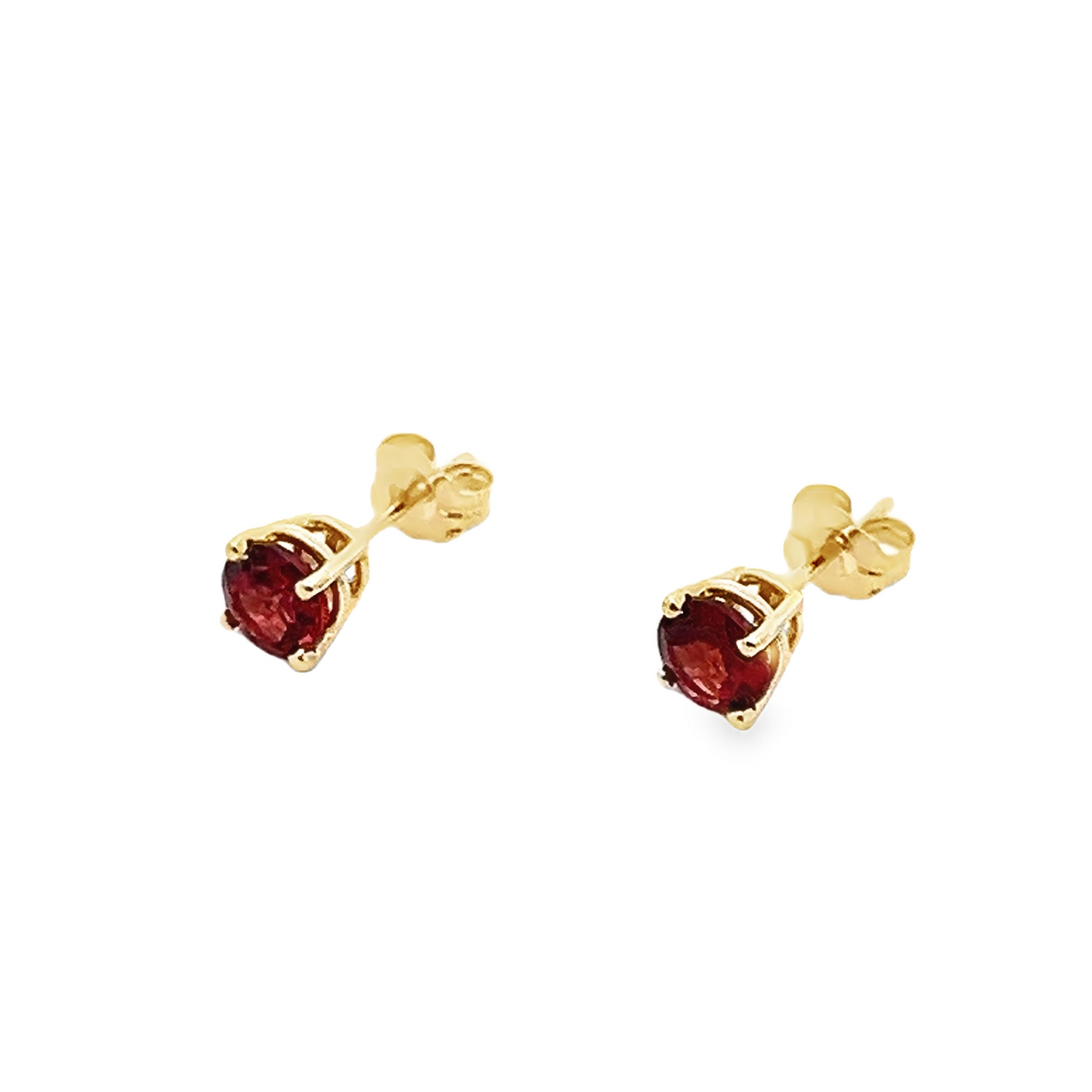 Yellow Gold Garnet Stud Earrings