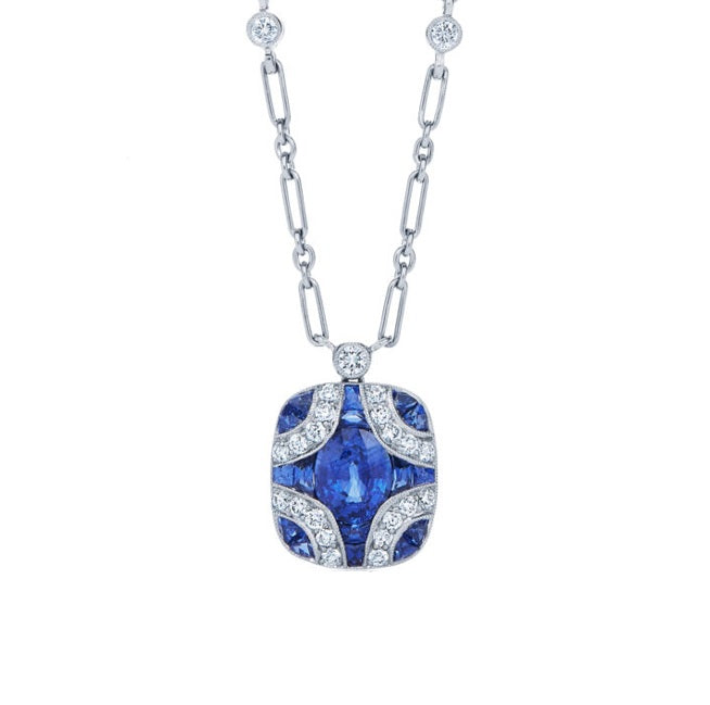 Kwiat Argyle Diamond & Blue Sapphire Pendant