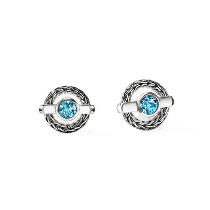 John Hardy Swiss Blue Topaz Stud Earrings