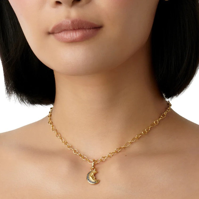 Temple St. Clair Crescent Blue Sapphire and Diamond Pendant