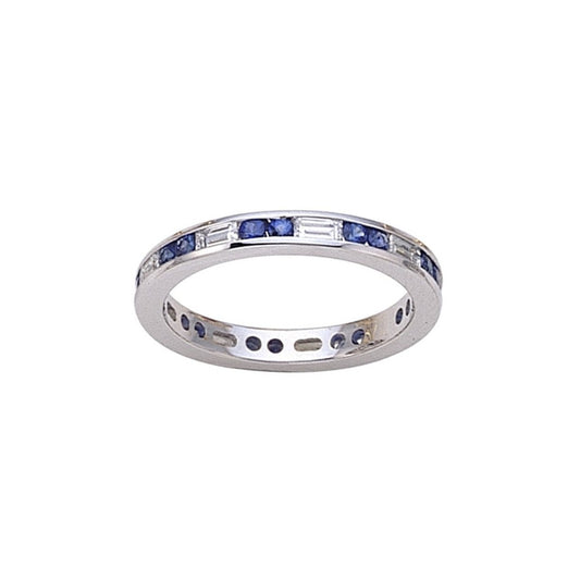 Blue Sapphire and Diamond Eternity Band