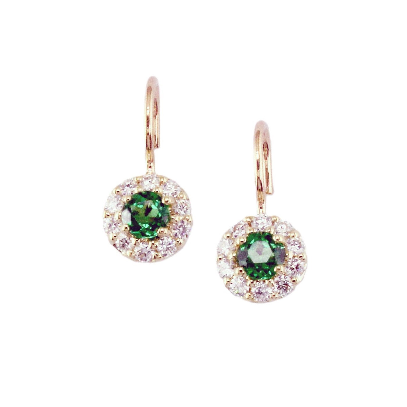 Suna Tsavorite and Diamond Halo Earrings