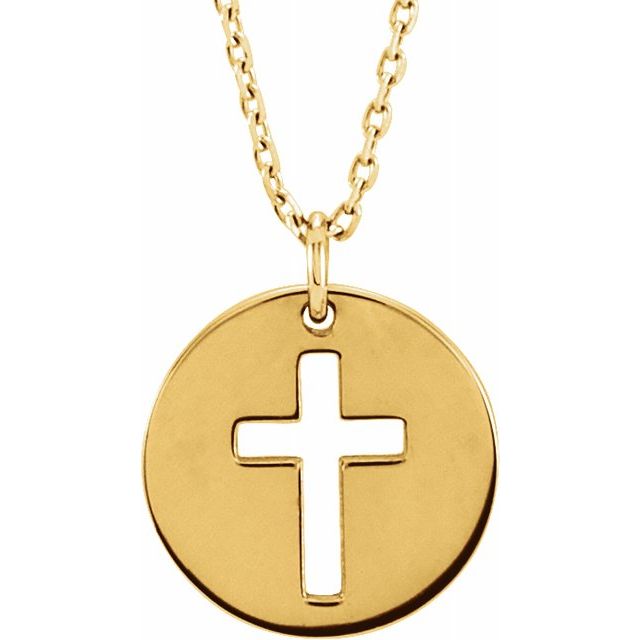 Yellow Gold Disc Cross Pendant