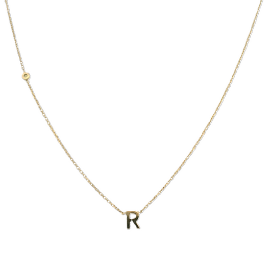 Initial "R" and Peridot Pendant Necklace