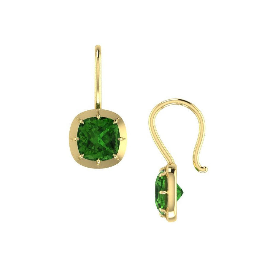 Cushion Cut Green Tourmaline Earrings