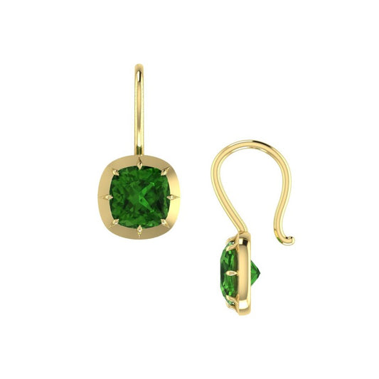 Cushion Cut Green Tourmaline Earrings
