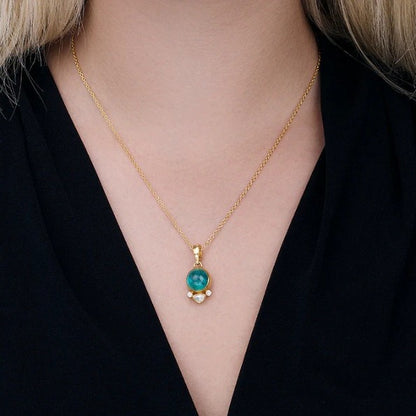 Gurhan Ruse Gold Green Tourmaline and Diamond Pendant