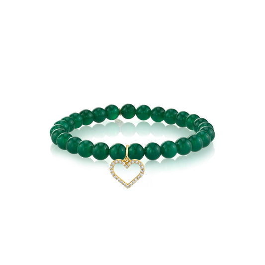 Sydney Evan Green Onyx and Diamond Stretch Bracelet