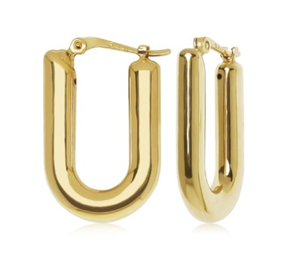 Yellow Gold Horseshoe Hoop Earrings