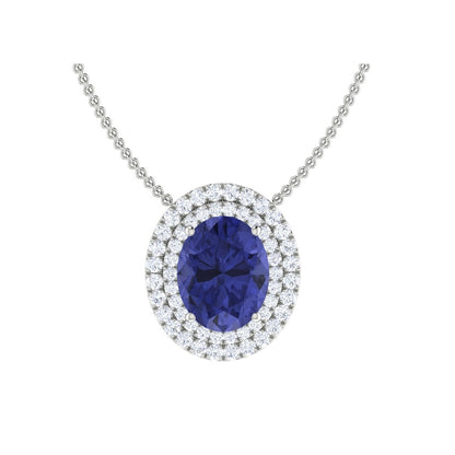 Tanzanite & Diamond Halo Pendant