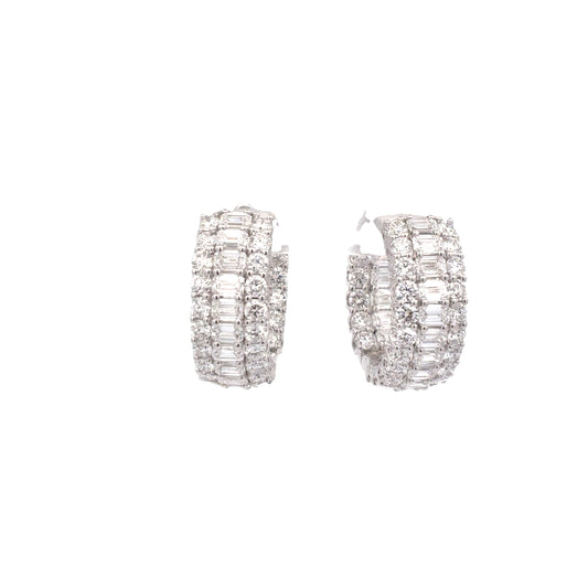 Picchiotti Emerald Cut Diamond Huggie Earrings