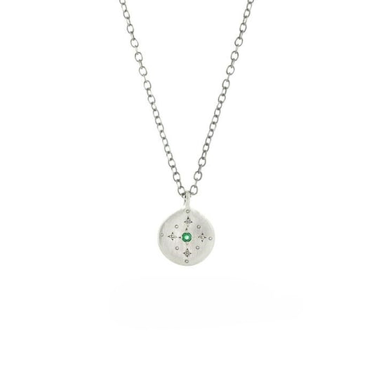 Adel Chefridi Round New Moon Charm Emerald Pendant