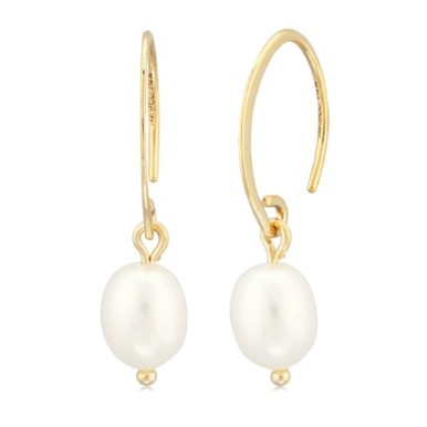 Yellow Gold Freshwater Pearl Drop Earrings