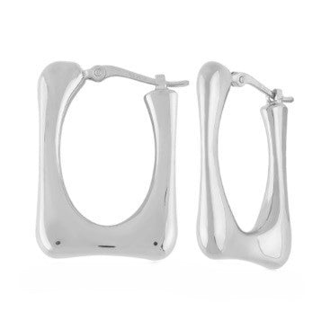 Sterling Silver Square Medium Hoop Earrings