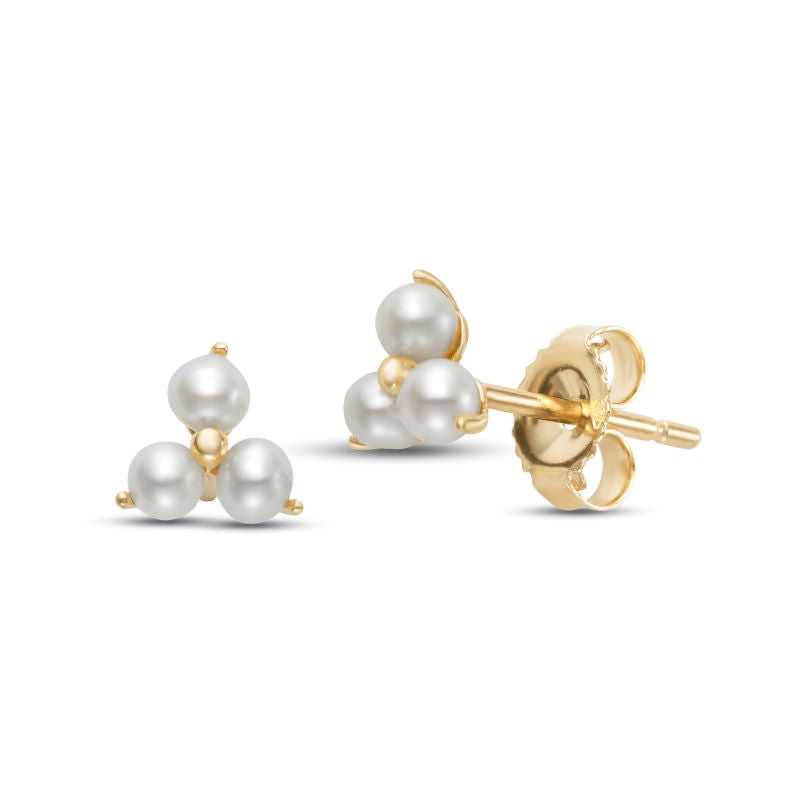 Yellow Gold Freshwater Pearl Stud Earrings