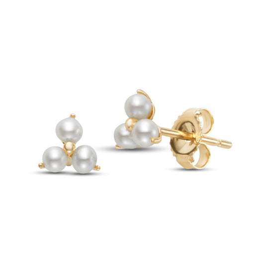 Yellow Gold Freshwater Pearl Stud Earrings