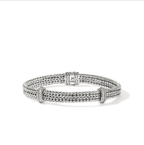John Hardy Silver Icon Chain Bracelet with Diamonds