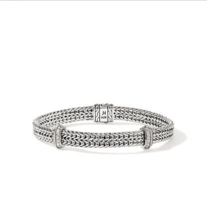 John Hardy Silver Icon Chain Bracelet with Diamonds